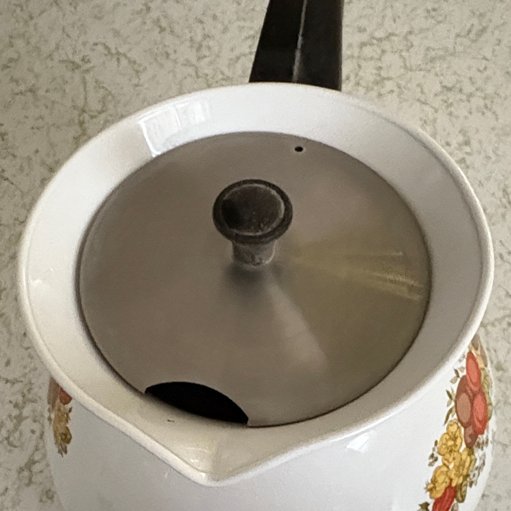 Corningware White Coffee Pot with Floral Design - Picture 3 of 6